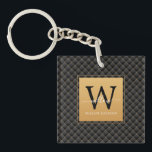 Elegant Black Guld Modern Monogram Initialt skript<br><div class="desc">Elegant Black Guld Modern Monogram Initial Script Keychain. Har en lyxsvart bakgrund och guld diamant mönster.</div>