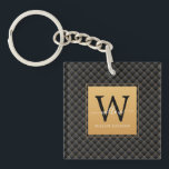 Elegant Black Guld Modern Monogram Initialt skript<br><div class="desc">Elegant Black Guld Modern Monogram Initial Script Keychain. Har en lyxsvart bakgrund och guld diamant mönster.</div>