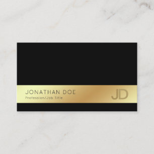 Elegant Black Guld Modern Monogram Silke Luxe Visitkort