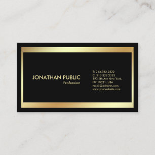 Elegant Black Guld Modern Professionell Plain Visitkort