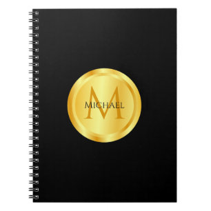 Elegant Black Guld Modern Template Monogram Anteckningsbok