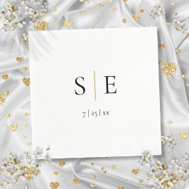 Elegant Black Guld Monogram Bröllop Napkins Pappersservett