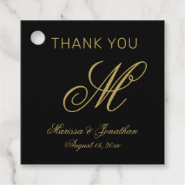 Elegant Black Guld Monogram Bröllop Tack Gåvor Etiketter