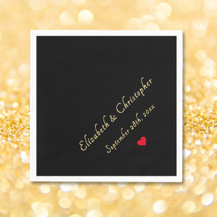 Elegant Black Guld Monogram Bröllopsfest Cocktail Pappersservett