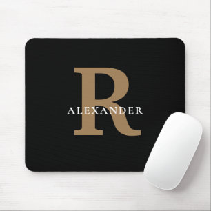 Elegant Black Guld Monogram fet typografi Namn Musmatta