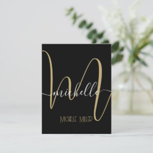 elegant Black guld monogram första affärsverksamhe Tack Kort