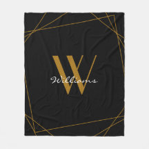 Elegant Black Guld Monogram Geometric Namn-skript