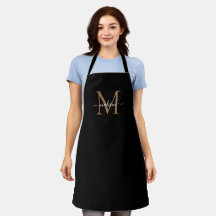 Elegant Black Guld Monogram Girly Feminine-skript