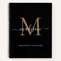 Elegant Black Guld Monogram Initial Logotyp Namn