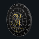 Elegant Black Guld Monogram Initial Namn Anpassnin Darttavla<br><div class="desc">Elegant Black and Guld Monogram Initial Namn Anpassningsbar Dart Board</div>