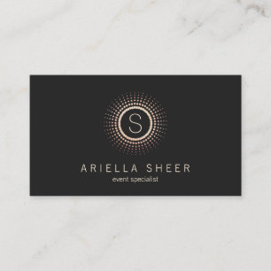 Elegant Black Guld Monogram Mandala Circle Logotyp Visitkort