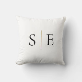 Elegant Black Guld Monogram Minimalist Kudde
