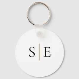 Elegant Black Guld Monogram Minimalist Nyckelring