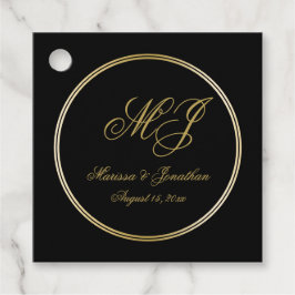 Elegant Black Guld Monogram Namn Bröllop Tack Gåvor Etiketter