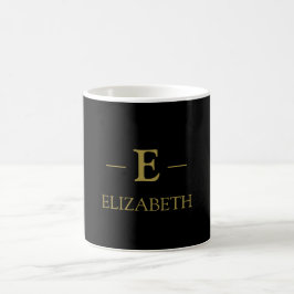 Elegant Black & Guld Monogram Namn Mugg