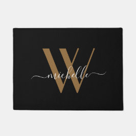 Elegant Black Guld Monogram Namn-skript Initial
