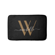 Elegant Black Guld Monogram Script Namn Initial