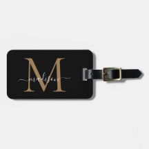 Elegant Black Guld Monogram Script Namn Snyggt