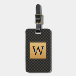 Elegant Black Guld Monogram Script Snyggt Travel Bagagebricka