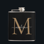 Elegant Black Guld Monogram Snyggt Script Namn Fickplunta<br><div class="desc">Elegant Black Guld Monogram Snyggt Namn-kolv för</div>