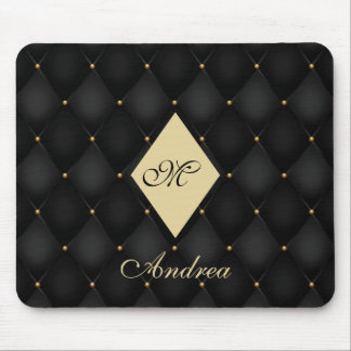 Elegant Black Guld Monogram Tuftad Musmatta