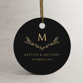 Elegant Black & Guld Monogram WAN Bröllop Gåvor Etiketter