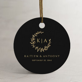 Elegant Black & Guld Monogram WAN Bröllop Gåvor Etiketter