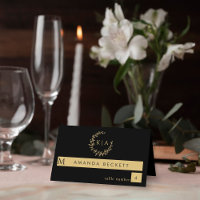 Elegant Black & Guld Monogram WAN Bröllop