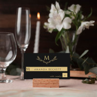 Elegant Black & Guld Monogram WAN Bröllop