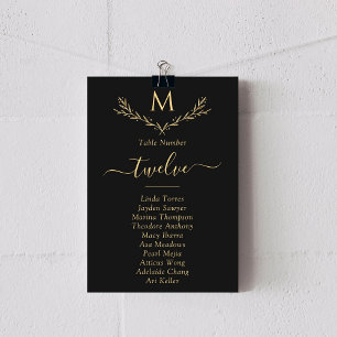 Elegant Black & Guld Monogram WAN Bröllopskort Inbjudningar