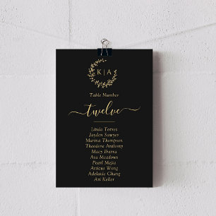 Elegant Black & Guld Monogram WAN Bröllopskort Inbjudningar