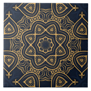 elegant Black guld mönster Kakelplatta