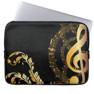 Elegant Black guld Music Note Laptop Fodral