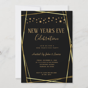 Elegant Black & guld New Years party Meddelande