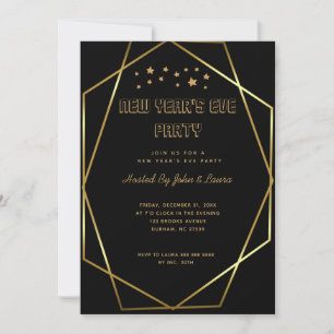 Elegant Black & guld New Years Party Meddelande