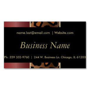 Elegant Black, Guld och Garnet Red Leopard Rand Visitkortmagnet