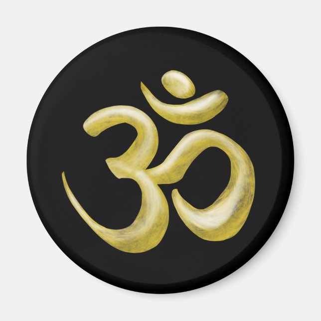 Elegant Black Guld Om sanskrit Symbol Magnet (Framsidan)