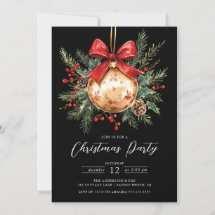 Elegant Black Guld Ornament jul Inbjudan