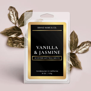 Elegant Black & Guld Packaging Vax Melts Label Mat Etikett