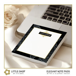 Elegant Black Guld Paisley Anpassade Monogram Anteckningsblock