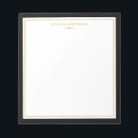Elegant Black Guld Personlig Anteckningsblock<br><div class="desc">Det här anteckningsblocket har elegant och minimalistiska tjocka svarta gräns och tunna guld gräns. Anpassa den med ditt namn eller med ditt företag namn.</div>