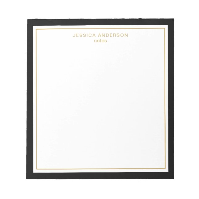 Elegant Black Guld Personlig Anteckningsblock (Framsida)