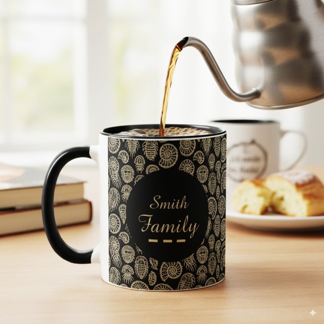 elegant Black guld personlig-familjen namn fossil Mugg (Skapare uppladdad)
