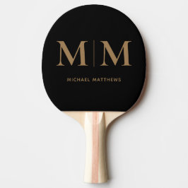 Elegant Black Guld Personlig Masculine Monogram Pingisracket