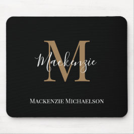 Elegant Black Guld Personlig Monogram Namn Musmatta