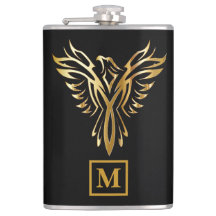 Elegant Black & Guld Phoenix Stigning Monogram