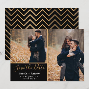 Elegant Black Guld Photo Collage Spara datum Datumet