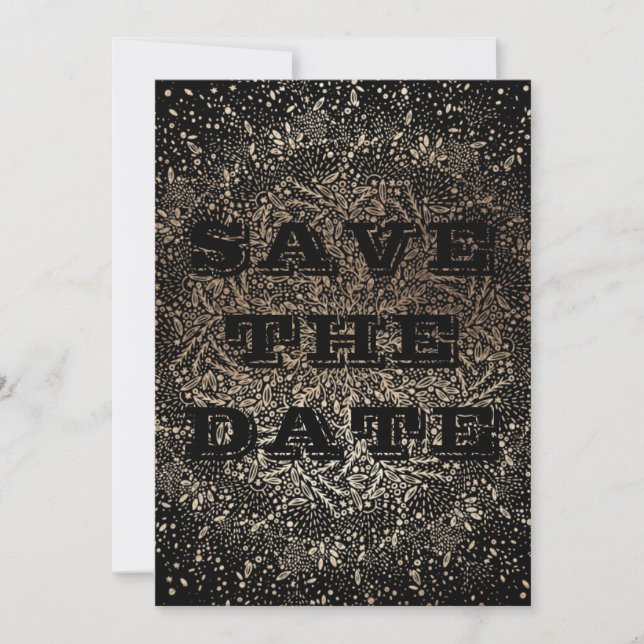 Elegant Black Guld Photo Save Date Inbjudningar (Framsida)