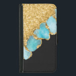 Elegant Black Guld Plånboksfodral För Samsung Galaxy S5<br><div class="desc">Konstruktion av svart och faux guld med vattenfärg av marin gemstone. Snyggt och chic för modern man eller kvinna.</div>