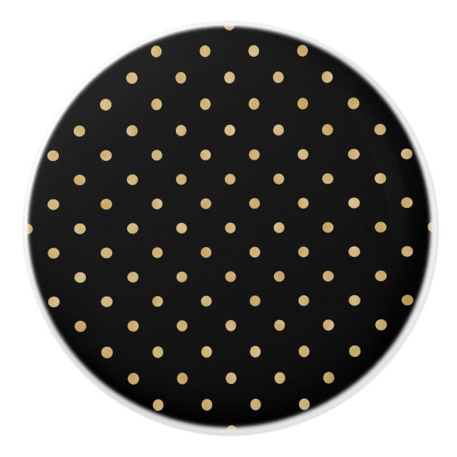 Elegant Black Guld Polka Dot Chic Mönster Design Knopp (Framsidan)